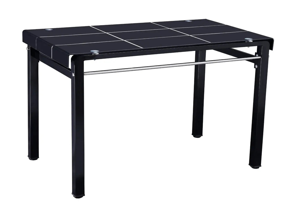 Table à manger rectangulaire verre trempé noir | Lyra