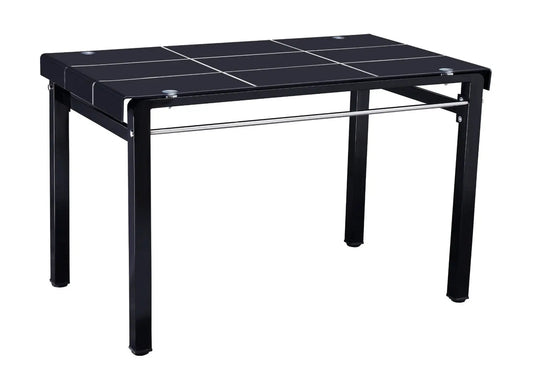 Table à manger rectangulaire verre trempé noir | Lyra