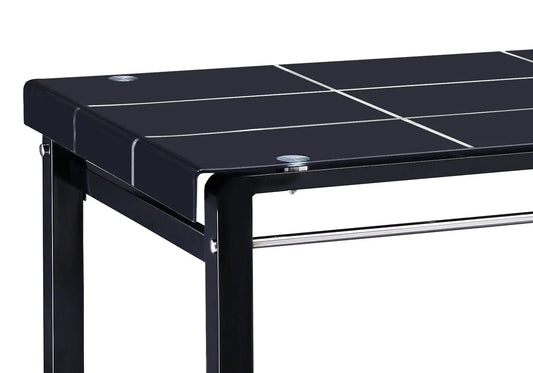 Table à manger rectangulaire verre trempé noir | Lyra