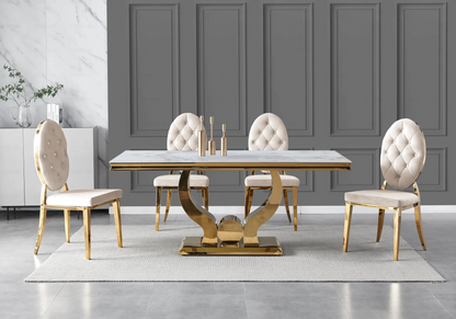 Lot de 4 chaises médaillon beige et doré | Iris