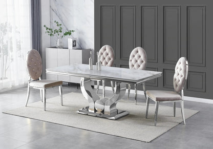 4 chaises médaillon capitonnées beige | Iris