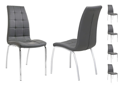 Ensemble table ronde marbre blanc & 6 chaises grises | Mona