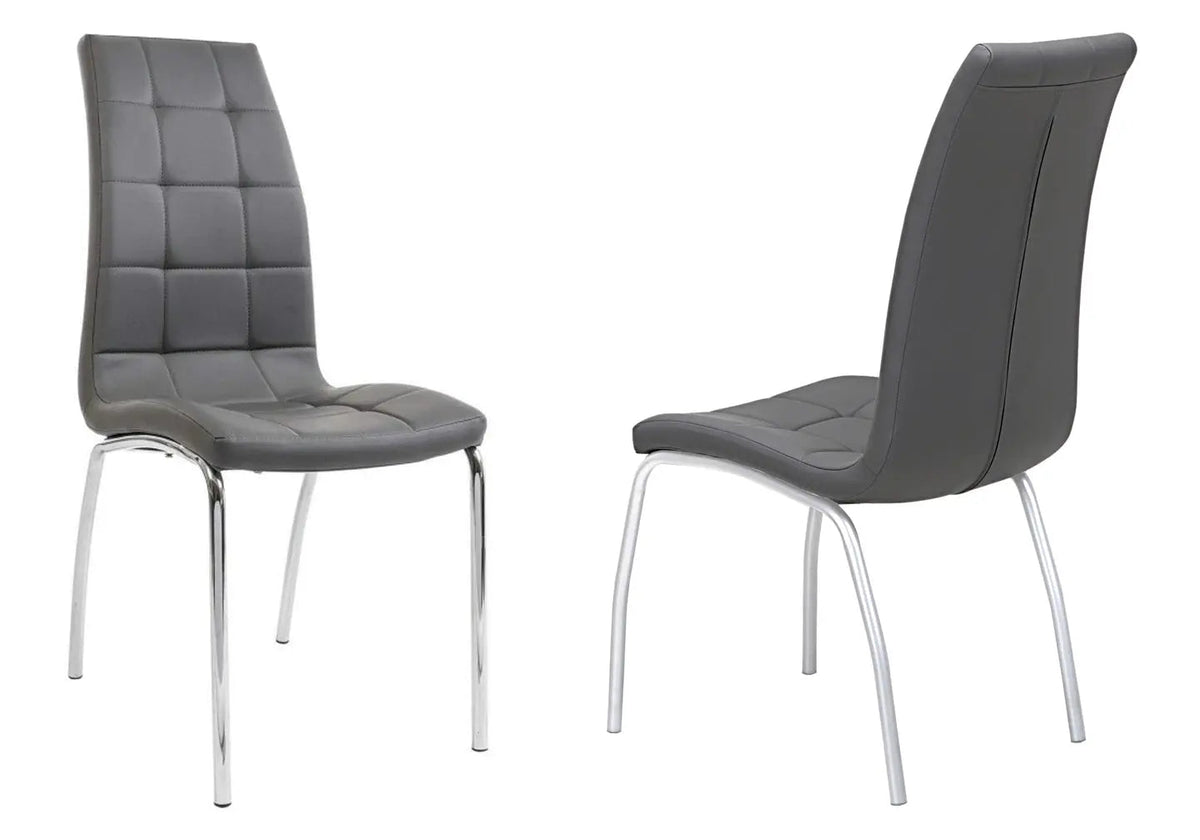 Ensemble table ronde marbre blanc & 6 chaises grises | Mona