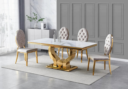 Lot de 4 chaises médaillon taupe doré | Iris