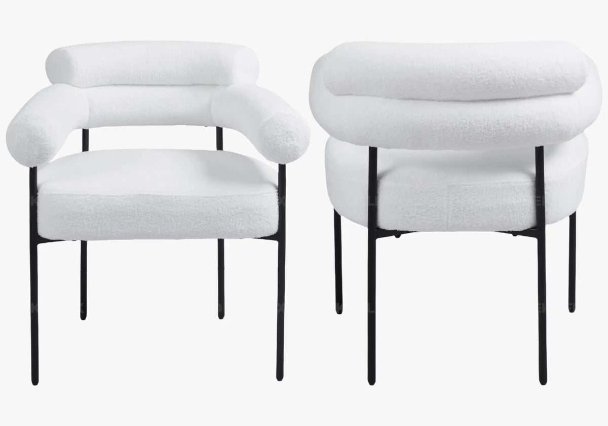 Table marbre céramique et chaises doudou blanc | Kivox