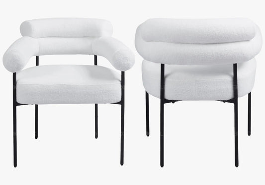 Table marbre céramique et chaises doudou blanc | Kivox