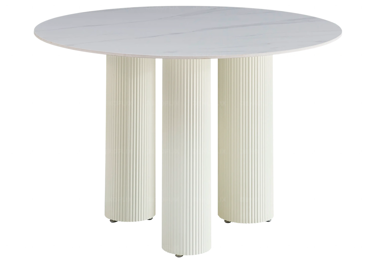 Table marbre céramique et chaises doudou blanc | Kivox