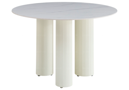 Table marbre céramique et chaises doudou blanc | Kivox