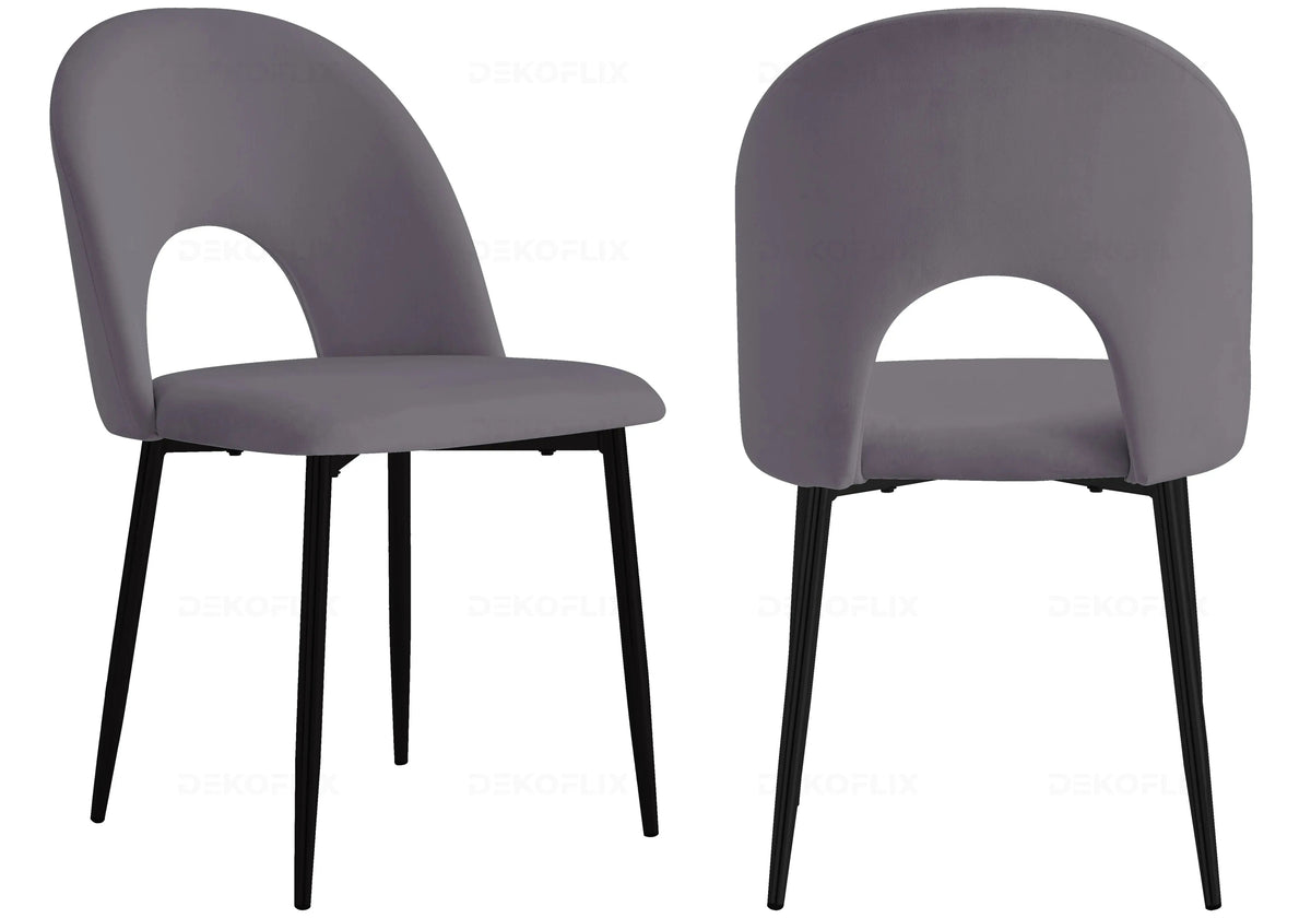 Ensemble table marbre noir et chaises anthracite | Zyra