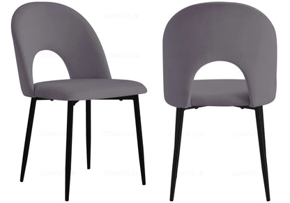 Ensemble table marbre noir et chaises anthracite | Zyra