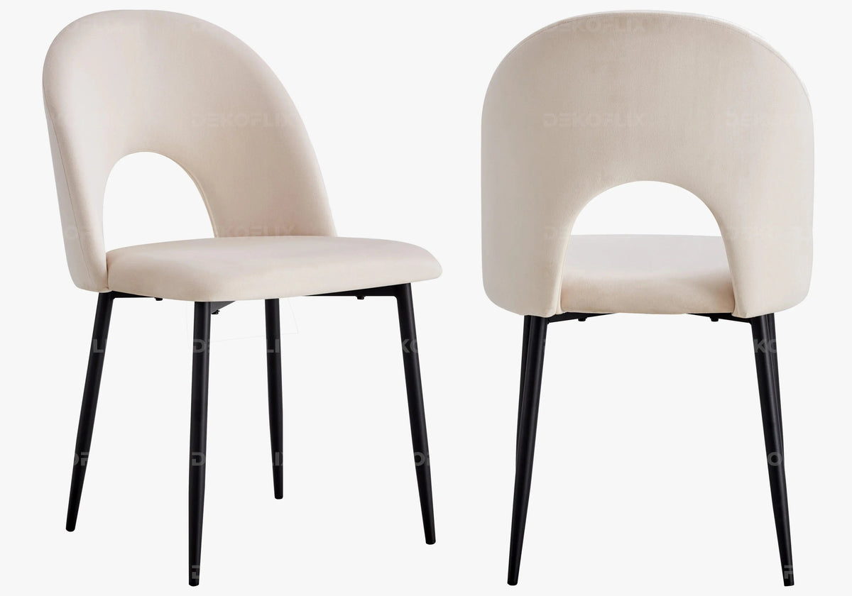 Ensemble table marbre noir et chaises beiges | Zyra