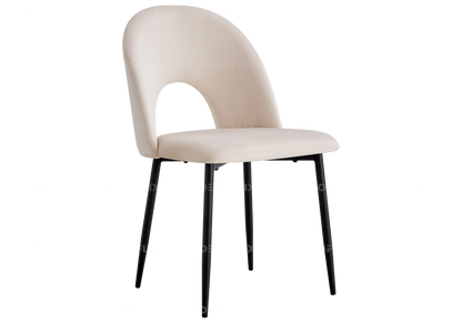 Ensemble table marbre noir et chaises beiges | Zyra