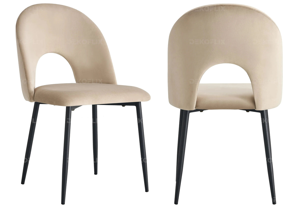 Ensemble table marbre noir et chaises taupe | Zyra