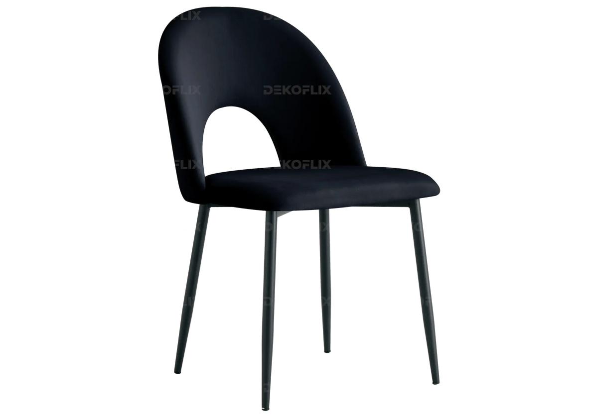 Table noire effet marbre blanc et chaises velours | Zyra