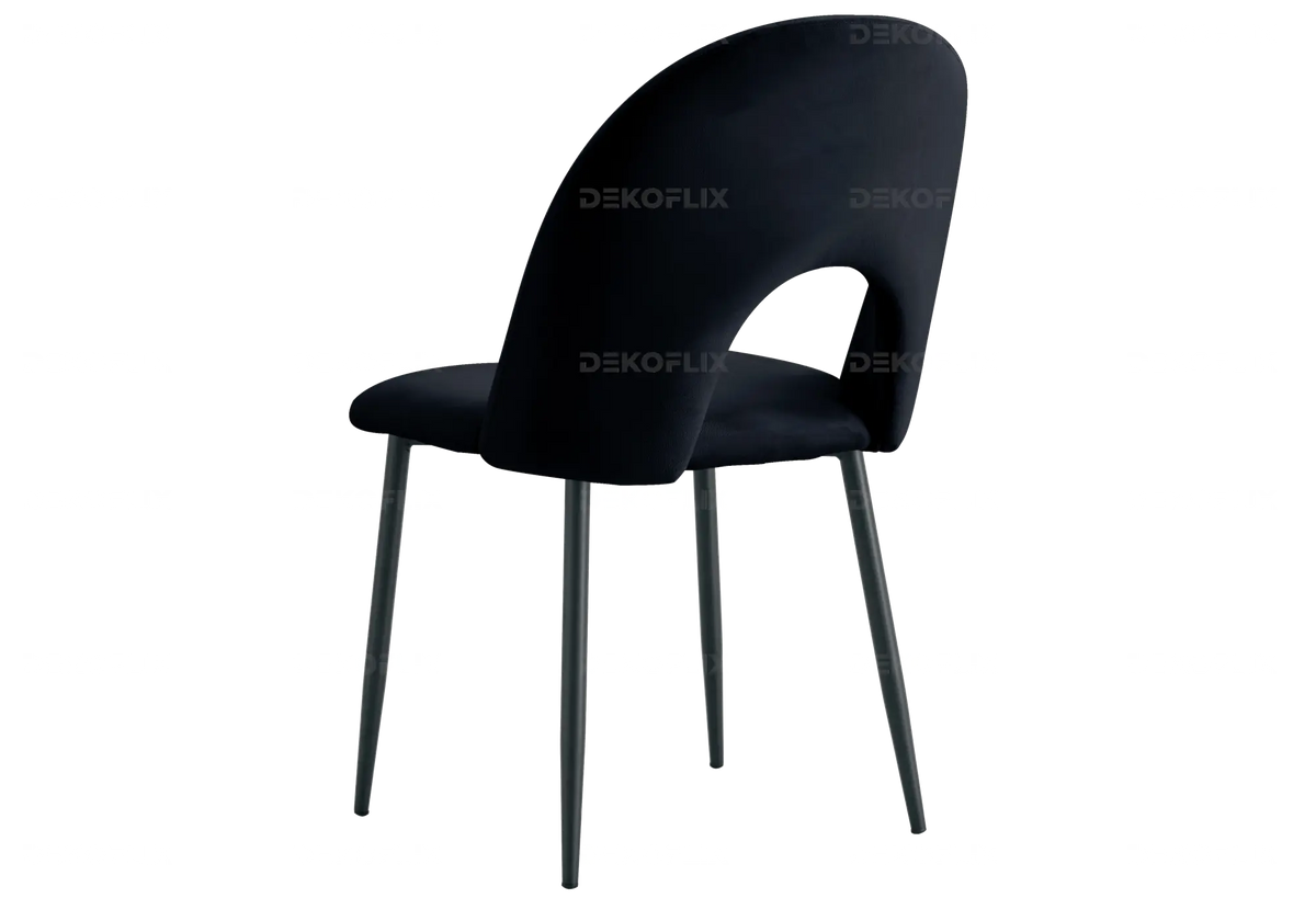 Table noire effet marbre blanc et chaises velours | Zyra