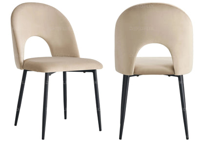 Table marbre blanc et chaises en taupe | Zyra