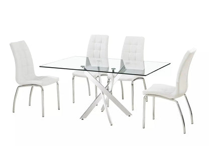Ensemble table repas design et 6 chaises blanches | Mona