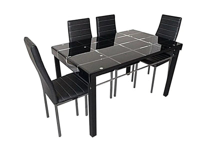 Ensemble table repas verre et 6 chaises noires | Lyra