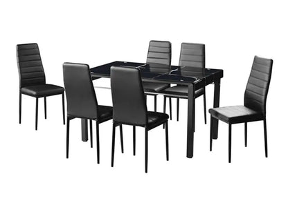 Ensemble table repas verre et 6 chaises noires | Lyra