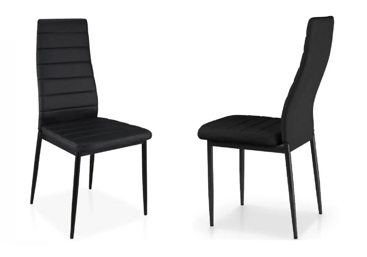 Ensemble table repas verre et 6 chaises noires | Lyra