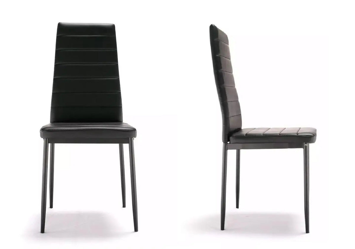 Ensemble table repas verre et 6 chaises noires | Lyra
