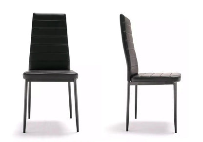 Ensemble table repas verre et 6 chaises noires | Lyra