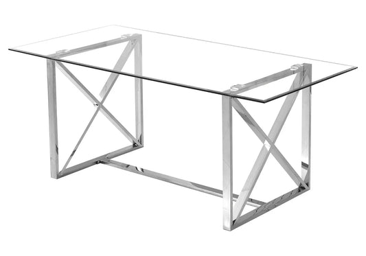 Table à manger verre trempé et acier argenté | Nexa