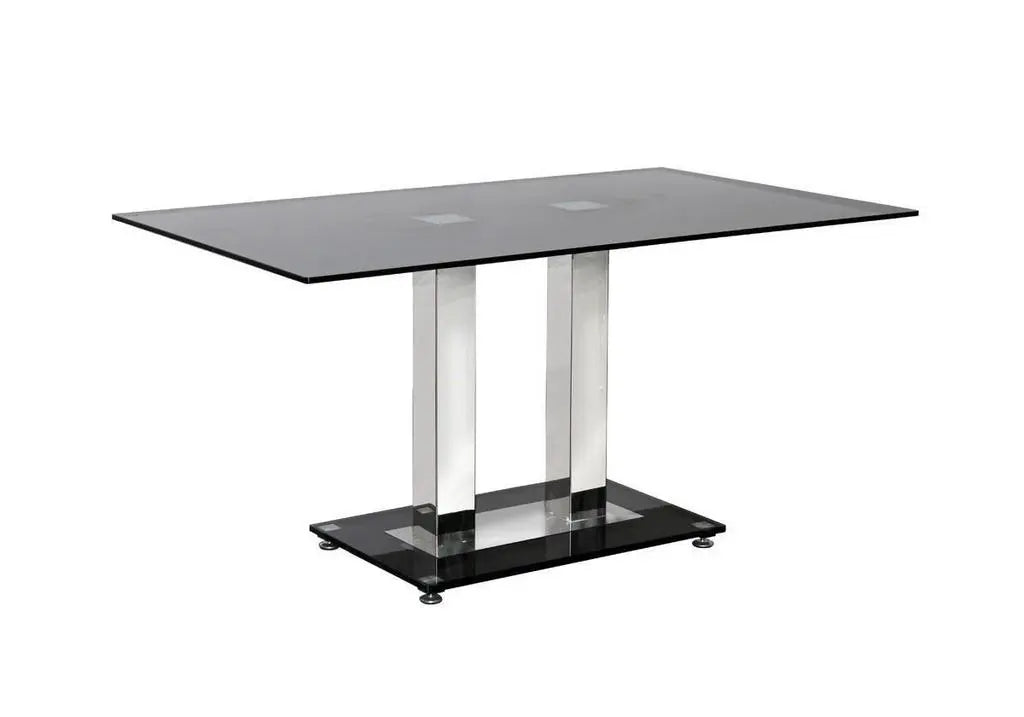 Table à manger verre trempé et métal chromé | Nura