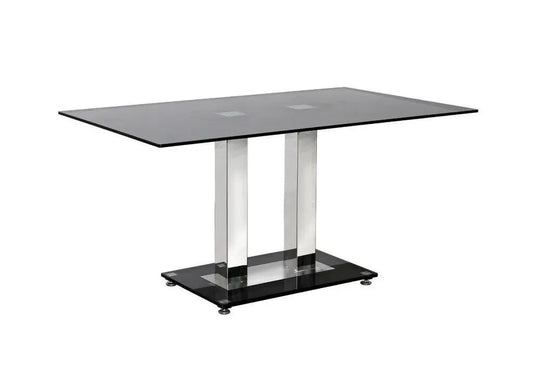 Table à manger verre trempé et métal chromé | Nura
