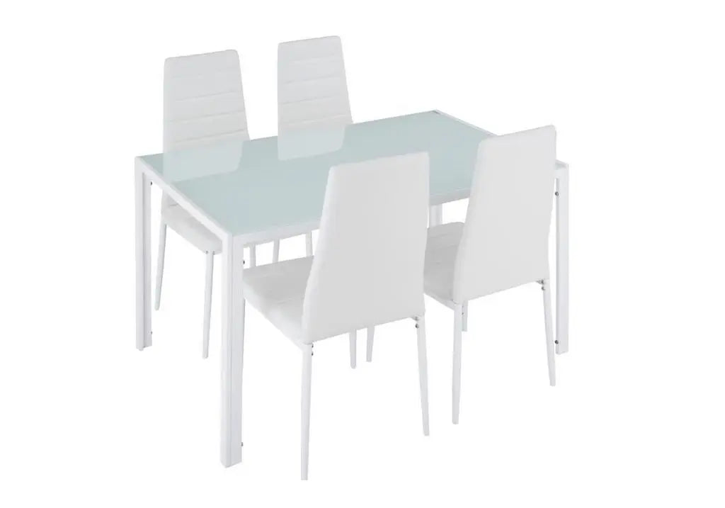 Ensemble table repas verre et 6 chaises blanches | Arkis