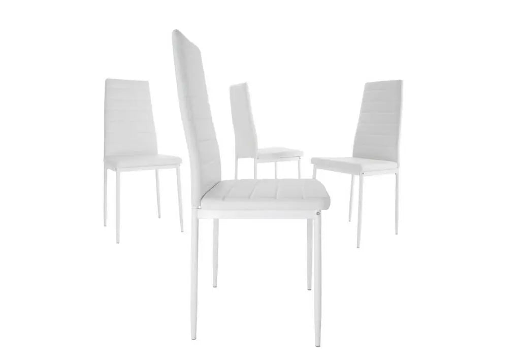 Ensemble table repas verre et 6 chaises blanches | Arkis