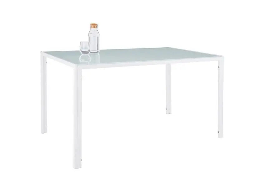 Ensemble table repas verre et 6 chaises blanches | Arkis