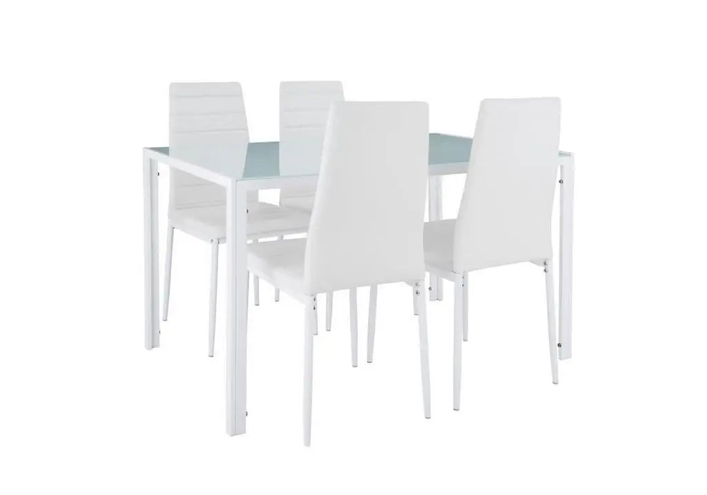 Ensemble table repas verre et 6 chaises blanches | Arkis
