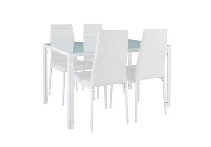 Ensemble table repas verre et 6 chaises blanches | Arkis