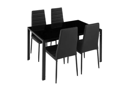 Ensemble table repas verre et 6 chaises noires | Arkis