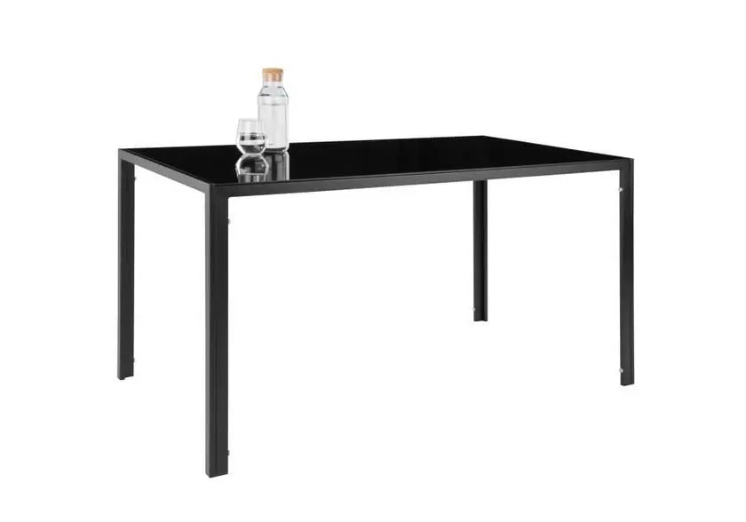 Ensemble table repas verre et 6 chaises noires | Arkis
