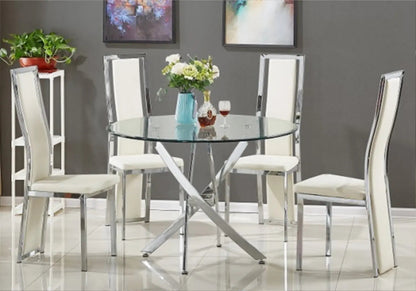 Ensemble table ronde design et 6 chaises blanches | Mona
