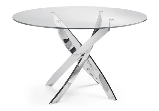 Ensemble table ronde design et 6 chaises blanches | Mona