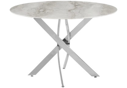 Table à manger ronde marbre gris et acier | Koda