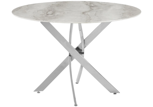 Table à manger ronde marbre gris et acier | Koda