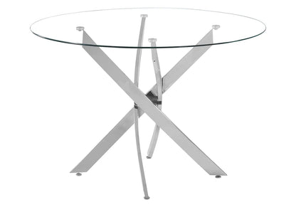 Table à manger ronde argentée verre trempé | Koda