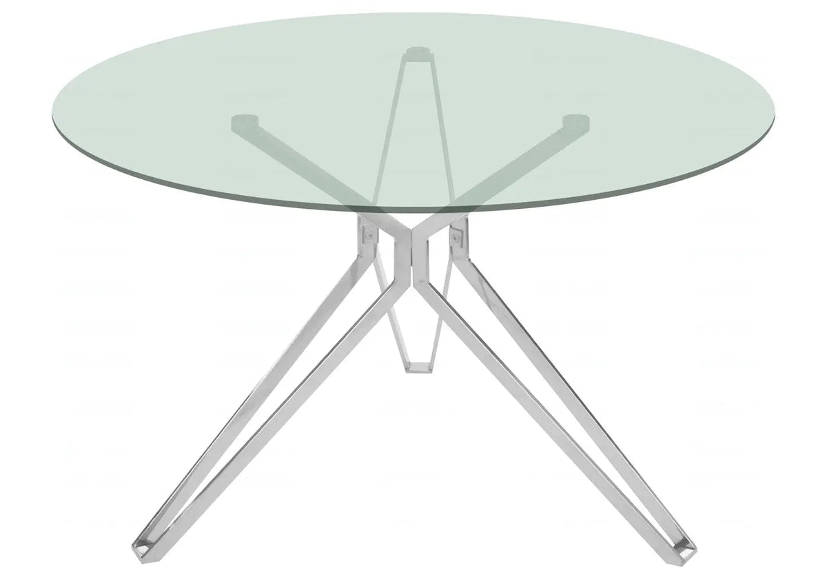Table à manger ronde verre trempé et métal | Zelix