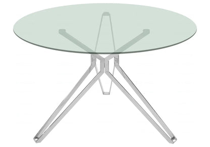 Table à manger ronde verre trempé et métal | Zelix