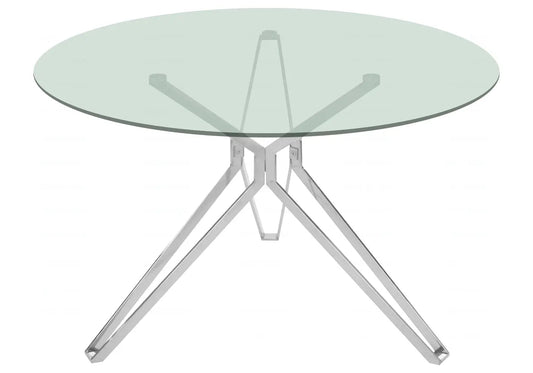 Table à manger ronde verre trempé et métal | Zelix