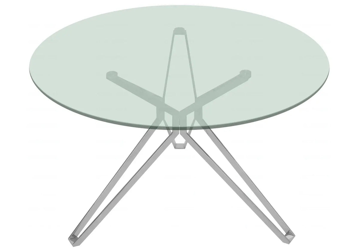 Table à manger ronde verre trempé et métal | Zelix