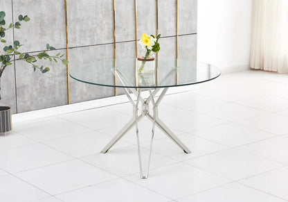 Table à manger ronde verre trempé et métal | Zelix