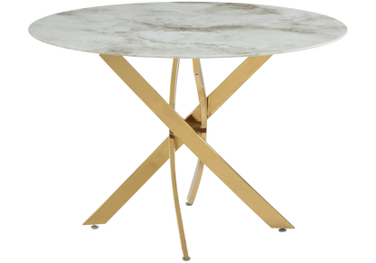 Table ronde marbre beige et pied acier doré | Koda
