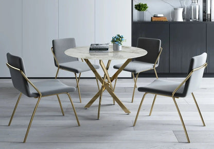 Table ronde marbre beige et pied acier doré | Koda