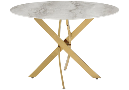 Table à manger ronde marbre gris et acier doré | Koda