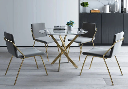 Table de salle à manger ronde dorée verre trempé | Koda